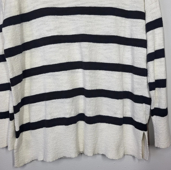 SOLD LOFT Nautical Striped Knit Boat Neck Relaxed Fit Sweater White Black - Picture 5 of 11